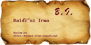 Balási Irma névjegykártya